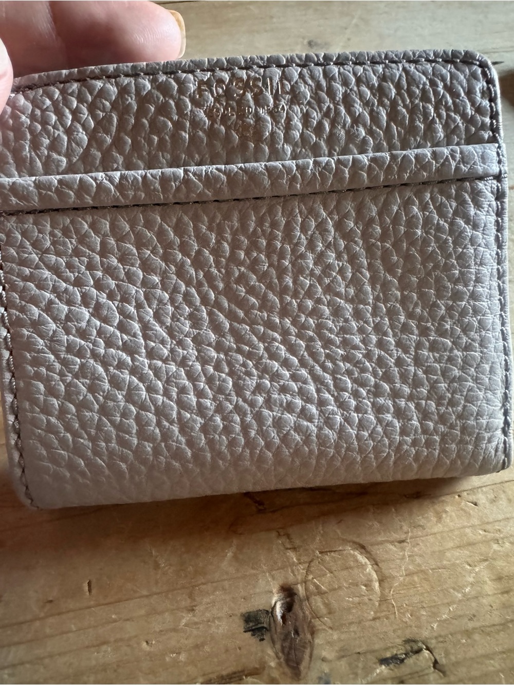 Fossil Pebbled Leather Bifold Wallet in Light Gray
